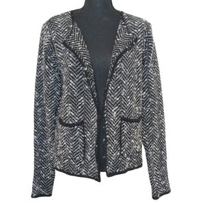 Cocogio Wool Blend Italian Open Front Fuzzy Sweater Blazer Jacket Women's Sz Med